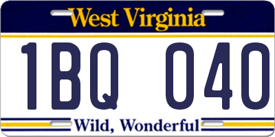 WV license plate 1BQ040