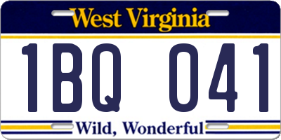 WV license plate 1BQ041