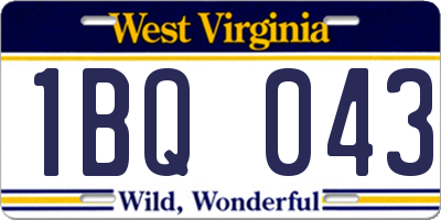 WV license plate 1BQ043