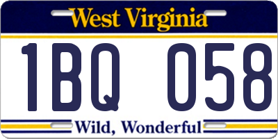 WV license plate 1BQ058