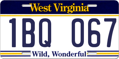 WV license plate 1BQ067
