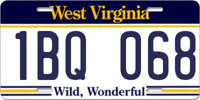 WV license plate 1BQ068