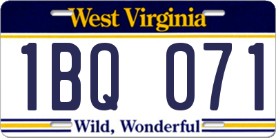 WV license plate 1BQ071