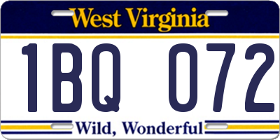 WV license plate 1BQ072