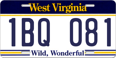 WV license plate 1BQ081