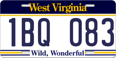 WV license plate 1BQ083