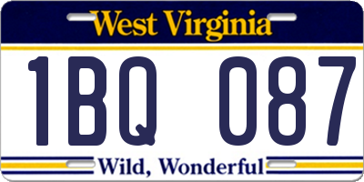 WV license plate 1BQ087