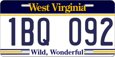 WV license plate 1BQ092