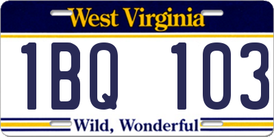 WV license plate 1BQ103