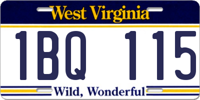 WV license plate 1BQ115