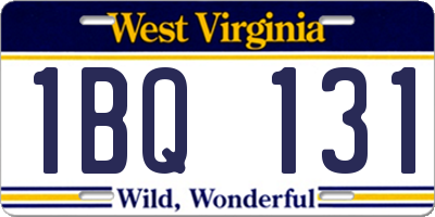 WV license plate 1BQ131