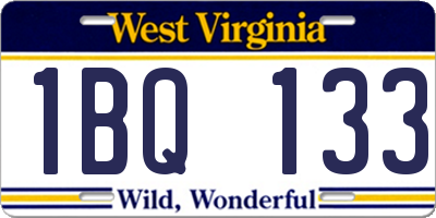 WV license plate 1BQ133