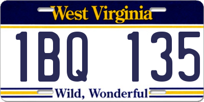WV license plate 1BQ135