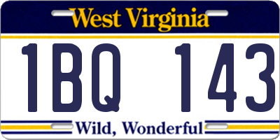WV license plate 1BQ143