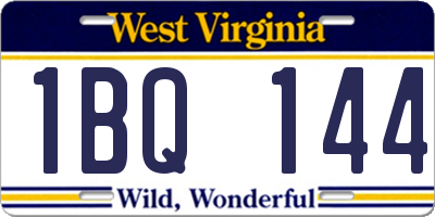 WV license plate 1BQ144