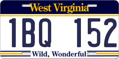 WV license plate 1BQ152
