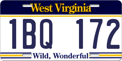WV license plate 1BQ172