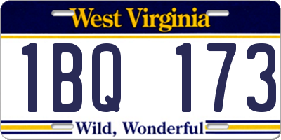 WV license plate 1BQ173