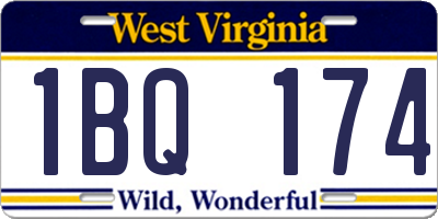 WV license plate 1BQ174