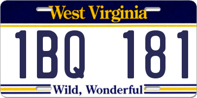 WV license plate 1BQ181