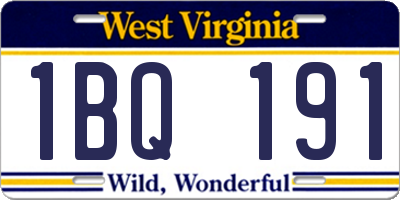 WV license plate 1BQ191
