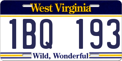 WV license plate 1BQ193