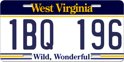 WV license plate 1BQ196