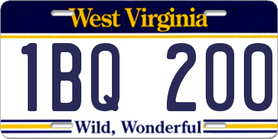 WV license plate 1BQ200