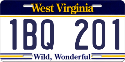 WV license plate 1BQ201