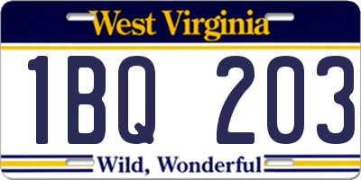 WV license plate 1BQ203