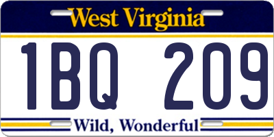 WV license plate 1BQ209