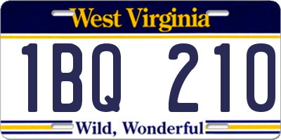 WV license plate 1BQ210