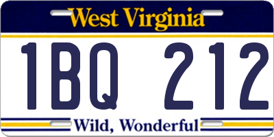 WV license plate 1BQ212