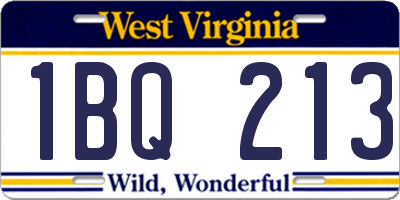 WV license plate 1BQ213