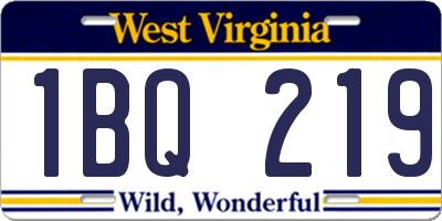 WV license plate 1BQ219