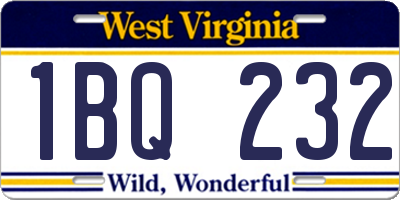 WV license plate 1BQ232