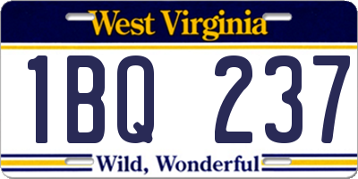 WV license plate 1BQ237