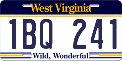 WV license plate 1BQ241