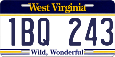 WV license plate 1BQ243