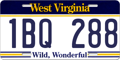WV license plate 1BQ288