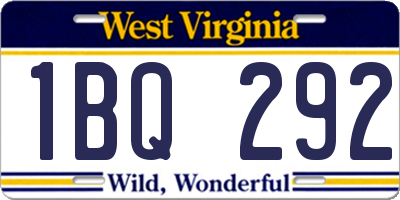 WV license plate 1BQ292