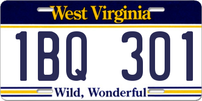 WV license plate 1BQ301