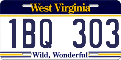 WV license plate 1BQ303