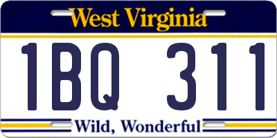 WV license plate 1BQ311