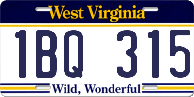 WV license plate 1BQ315