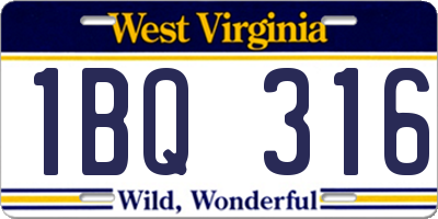WV license plate 1BQ316