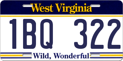 WV license plate 1BQ322