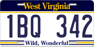 WV license plate 1BQ342