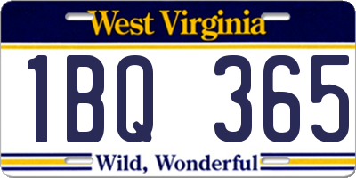 WV license plate 1BQ365