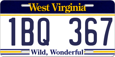 WV license plate 1BQ367